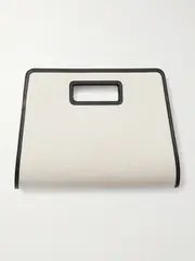 [Hunting Season] Hunting Season - Retro Leather-trimmed Cotton-canvas Tote - Black - One size One size Black
