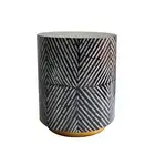 Modern Round Marble Top Coffee Table Mother of Pearl Center or Side Table