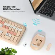 ANYMOB Bluetooth Keyboard And Mouse Combo Set Milk Tea Colorful Retro Design Portable Wireless Soft Touch Keys