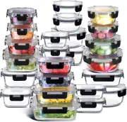 24-Pack Airtight Glass Meal Prep Containers - Versatile Leakproof Storage