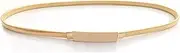 [ZARSIO] Women Skinny Waist Belt Metal Elastic Chain Belt Dress Belt, Gold