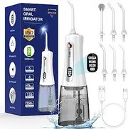 Water Flosser,350ML Water Dental Flosser for Teeth Clean, 5 Modes 6 Jet Tips, LCD Display Cordless Water Flosser, Rechargeable Travel Electric Water Flossers IPX7 Waterproof for Teeth Cleaning