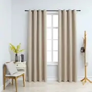 Beige Blackout Curtains with Rings 54x84 Fabric Window Treatment