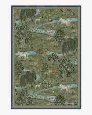 200' x 290' | Machine Washable Runner Rug | Kid & Pet Friendly | Indoor Rug | Owl & Willow Green Flatwoven Rug by Morris & Co. | Ruggable