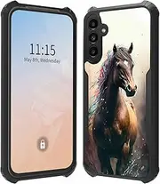 [BFSEROBJ] for Samsung A35 5G Case for Women Girl Hard Acrylic Back + Soft TPU Shock Proof Protective Slim Phone Case for Samsung Galaxy A35 5G 6.6 inch 2024 - Horse