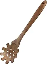 Jiozermi Wooden Pasta Spoon with Teeth, Teak Pasta Spaghetti Strainer Spoon Pasta Serving Utensils Wooden Spaghetti Fork for Serving Cooking