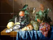 Art Oysters Grapes Wine Ceramic Mural Backsplash Bath Tile #2147