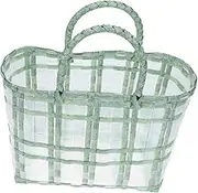 ABOOFAN 1pc Shopping Basket Women Hand-knitted Bag Plastic Women Handbags Jelly Bag Plastic Casual Bag Plastic Handwoven Bag Women Women Shopping Bag Casual Handbag Storage Bag