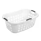 White Plastic Family Laundry Basket Hamper Clothes Storage Washing Bin 65x47cm