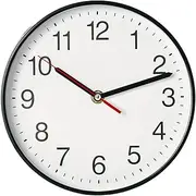 Wall Clock, Modern Wall Clocks Battery, Silent Non-Ticking Analog Classic for Office, Home, Bathroom, Kitchen, Bedroom, School (Black, 8 inch)