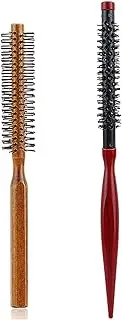 YIQFOCA 2Pcs Roller Hair Combs,Small Round Brush for Blow Drying and Curling,Round Hair Styling Brush Curling Brush for Women and Men for Thin,Bangs,Beard,Lifting