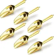 Mini Ice Scoop Set of 6, 3 Ounce Gold Stainless Steel Scoops for Candy/Flour/Sugar, Small Metal Scoops for Party/Canisters Jars/Kitchen Bar/Ice Maker, Rust Proof & Dishwasher Safe