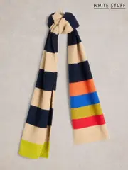 White Stuff Blue Colourblock Stripe Knit Scarf (AW0760) | $90