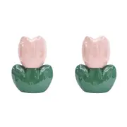 2x Urban Tulip Flower Vase Pink 21cm Decorative Home Kitchen/Lounge Decor