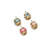 CZ Enamel Evil Eye On Tube Spacer Beads, Sku#LD276