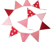 LACHLAN RED COTTON BUNTING PARTY DECOR FLAGS PENNANT BANNER - 12 Flags **NEW**