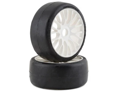 GRPGTH04-XB2 1/8 GT SLICK BELTED W/ FLEX WHEEL XB2 (EXTRA SOFT) TIRES: WHITE (2)