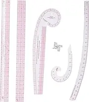 Yikuo Fashion Clear Metric Sewing Ruler Set, French Curve Pattern Ruler Kit for Beginners Tailors Designers (8-Piece Set)