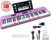 61-Key Lighted Keyboard Piano for Beginners & Kids, Portable Electronic Piano, I