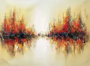 Abstract #3F-eb06, 36x48, 100% Hand Painted Oil Painting on Canvas