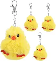 [FOMIYES] 4pcs Cartoon Chick Plush Keychains Aesthetic Key Ring Hangings for Bags Backpacks and Party Favors Cute Chick Keyring Ornaments with Durable Design