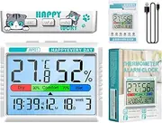 Indoor Thermograph,Digital Temperature Sensor Humidity Monitor with Clock | Multi-Functional Wall Thermograph for Family, Friends, Home