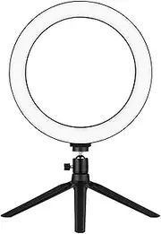 10 Inch Ring Light with Tripod Stand Phone Holder 3200K-5500K Dimmable Table Camera Light Lamp 3 Light Modes & 10 Level for YouTube Video P Studio Live Stream Portrait Makeup P Multicolor383 One Size