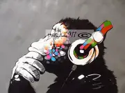 MONKEY PAINTING Art CANVAS Print Street DJ chimp 39"