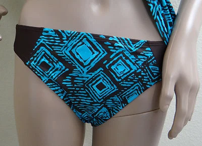 NWT MAGELLAN tiki diamond aqua/java swim Hipster Bottom pant,size 10