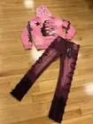 purple Side Stripes Skinny Jeans Acids Washed Denim Men Pants