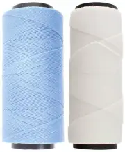 2 Knot It Waxed Polyester Cord 1mm Diameter 144M Spools (Cornflower Blue, White)