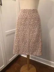 LOFT Rust Leopard Print Midi Skirt Size XL Elastic Waist Stretch Pull-On