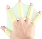Adult Yellow Swimming Training Swimming Equipment Finger Webbed Gloves Hand Fins Gear Palm Flippers Paddle Soft Silicone