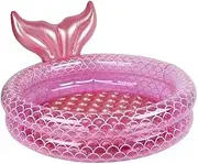 Inflatable Kiddie Pools Mermaid, Backyard Round Swimming Pool for Kids, Cute Raft Paddling Pool Indoor&Outdoor Toddler Fun Water Swim Beach Floaties Toys Fishing Pond Ball Pit Pool