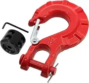 Winch Hook Grade70 3/8" Safety Steel Latch Winch Hook with Winch Cable Hook Stopper,Heavy Duty Forged Clevis Slip Winch Hook Sets for SUV, Truck,Van, Boat (Red)