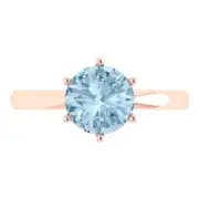 2 ct Round Swiss Topaz Wedding Bridal Promise Designer Ring Solid 14k Rose Gold