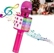 Karaoke Microphone,Handheld Wireless LED Lights Bluetooth Microphone for Kids