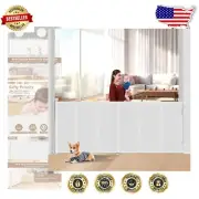 Child Safe 120-Inch Retractable Gate with Safety Lock & Quick Setup - White