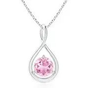 Solitaire Round Pink Tourmaline Infinity Twist Pendant