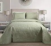 Linen Plus Collection 3 Pieces Full/Queen Over Size Embossed Coverlet Bedspread Set Solid Light Green106 x 100" New
