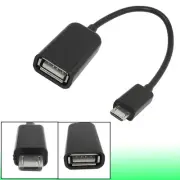 USB Micro 5 Pin Male to Type A Female M/F OTG Host Data Cable Adapter Black