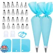 FATUXZ Piping Bags and Tips Set, Cake Decorating Kit with 2 Reusable Piping B