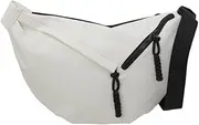 [Generic] Canvas Casual Shoulder Bag Stylish Dumpling Bag Simple Crossbody Bag (White)