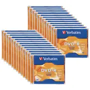 25pc Verbatim DVD-R 4.7GB 16x Speed Blank Discs Media/Data Storage w/ Jewel Case