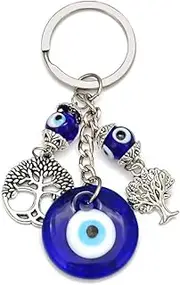 [Zingtsing] Evil Eye Key Chain, Evil Eye Tree of Life Key Ring, Handcraft Good Luck Keychain Hanging Decor Accessories