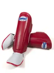 Sandee Authentic Kids Shin Instep Guards Red Muay Thai Pads Sparring Childrens