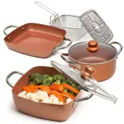 Moss & Stone 7 Pcs Copper Pots And Pans Set, Copper Chef Cookware Non Stick, ...