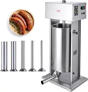 VEVOR Electric Sausage Stuffer, 25 L / 55 LBS Vertical Meat Stuffer, 400W Motor, Stepless Speed Control and Foot Pedal, Made of Food-grade 304 Stainless Steel, 5 Stuffing Tubes for Home, Commercial