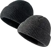 [SaKaguro] 2 Packs Beanie Hats for Men Women Warm Winter Hats Outdoor Warm Hat