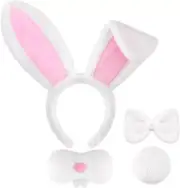 Mototo 4 PCS Easter Bunny Ears Costume Accessories Plush Bunny Ears Headband and